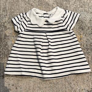 Janie and Jack Black and White Striped Blouse